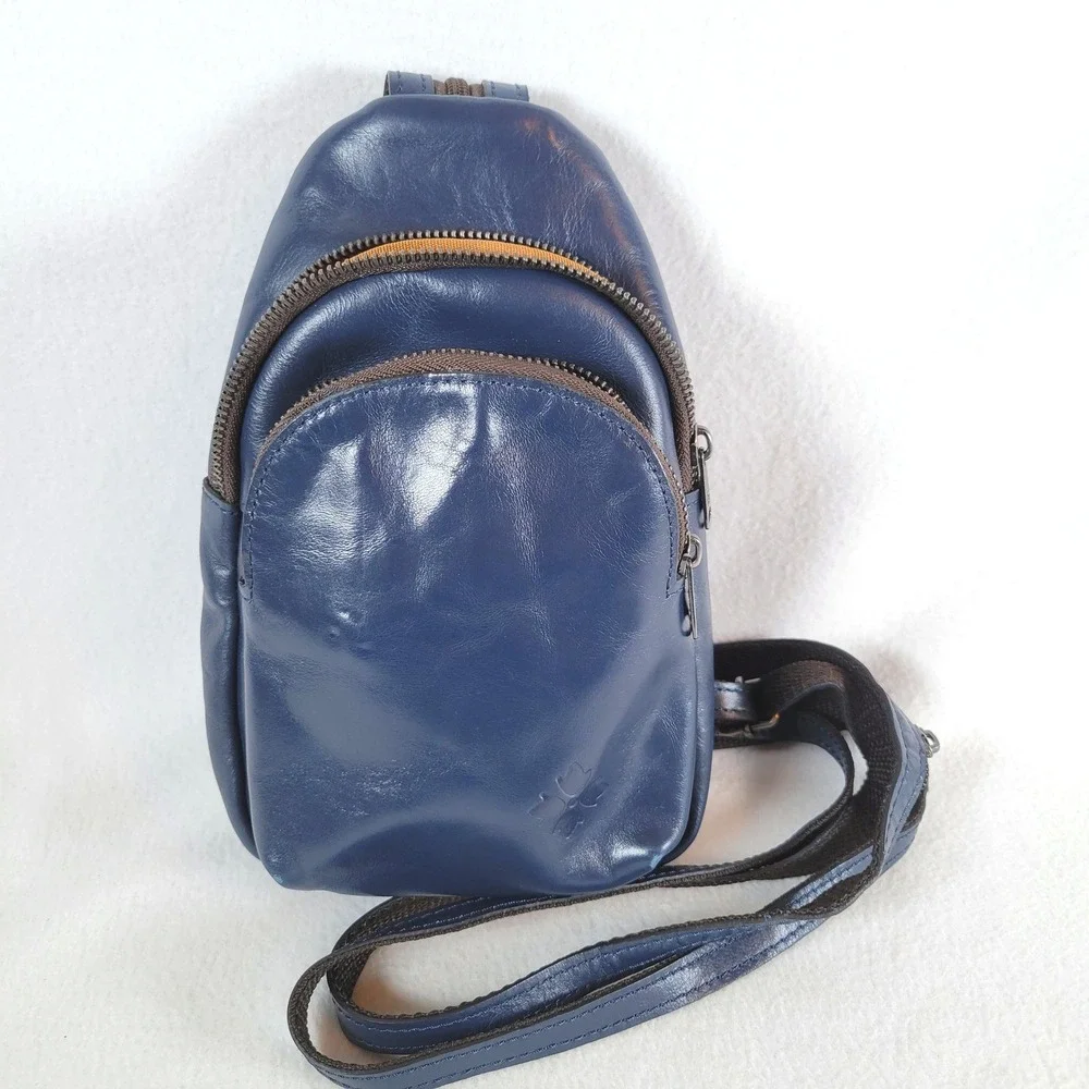 Patricia Nash Womens Annalie Sling Bag Leather Mini Backpack Navy Blue Western